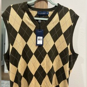 Polo golf Ralph Lauren‎ Men’s Sweater Vest Argle Brown w/ pinkish purple details